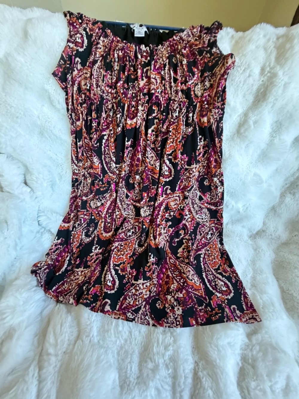 Liz Claiborne Black Multicolor Paisley Sleeveless Dress.